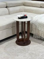 طقم طاولة بني ضيافة بيضاوية مع 2طاولات خدمة *عروض