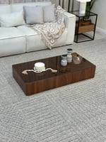 طاولة ضيافة ارضي قشرة جوز الهند سطح زجاج