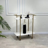 عربية تقديم بلون أبيض مع حديد ذهبي