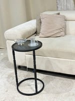 طاولة خدمة حديد أسود زجاج اسود