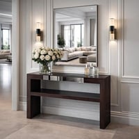 مدخل - كنسول خشب سطح زجاج مراية