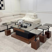 طقم طاولات ضيافة زجاج مع 6 خدمة *عروض