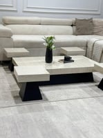 طقم طاولة ارضي بديل رخام مع 4 خدمة - تصميم عصري