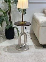 طقم طاولات ضيافة 2+6 – سطح خشب سنديان