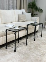 طقم طاولات ضيافة أنيق مع 4 طاولات خدمة – بسطح زجاج...