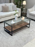 طقم طاولات ضيافة مع 4 خدمة سطح زجاج لون بني