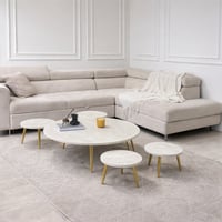 طقم طاولات ارضي ضيافة بديل رخام مع 4 خدمة *عروض