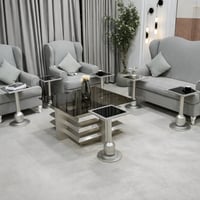 طقم طاولات ضيافة مع 6 خدمة خشب طبيعي