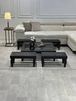 طقم طاولات أرضي لون اسود مع 6 خدمه*عروض