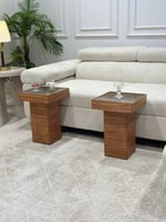 طقم طاولة ضيافة زجاج مرايا مع 4 خدمة - تصميم عصري