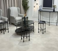 طقم طاولة تقديم زجاجية مع 4 طاولات خدمة جانبية، تص...