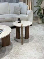 طقم طاولات شبيه الرخام (1+1) بتصميم عصري فاخر