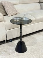 طاولة خدمة سطح زجاج اسود قاعدة حديد صاج