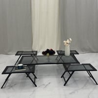 طقم طاولات أرضي أنيق بسطح زجاجي ولمسات معدنية فاخر...