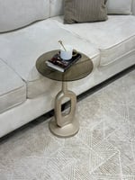 طاوله خدمه بندقية شمباني زجاج بني شفاف