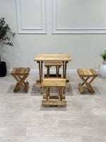طقم طاولة و4 كراسي خشب تركي قابل للطي – جودة وأناق...