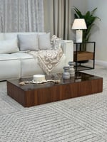 طاولة ضيافة ارضي قشرة جوز الهند سطح زجاج