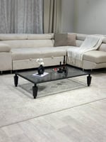 طقم طاولات ضيافة ارضي لون اسود مع 4 خدمة