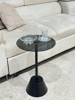 طاولة خدمة سطح زجاج اسود قاعدة حديد صاج