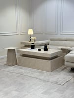 طقم طاولة ضيافة مع 4 خدمة بديل رخام خشن *عروض