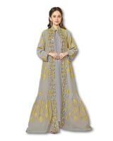 ثوب نسائي قطعتين مطرز بتصميم أوراق الشجر