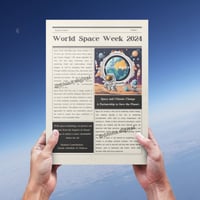 تصميم جريدة أسبوع الفضاء العالمي باللغة الإنجليزية