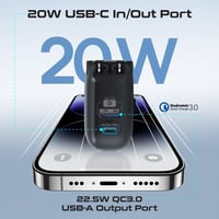 بطارية متنقلة فائقة الصغر وسريعة الشحن، مزودة بشاح...