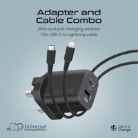 مجموعة محول وكابل USB-C™ مع شاحن AC ثنائي المنافذ،...