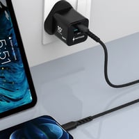 شاحن الذكي بقوة 30 واط ومنفذين مع كيبل قماشي