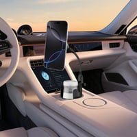 حامل جوال مغناطيسي مرن للسيارة مع قاعدة مدمجة للأك...