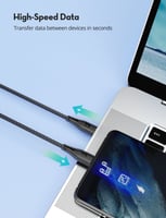 كيبل شحن سريع راف باور بقوة 60 واط تايب سي الى تاي...