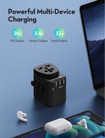 باندل راف باور فيش السفر 20 واط مع 3 كيابل - اسود