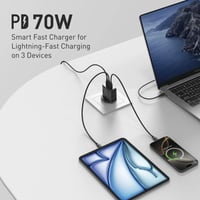 شاحن جداري JODA Mobi بقوة 70 واط بثلاث منافذ تايب...