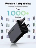 شاحن جداري نحيف راف باور بقوة 65 واط بمنفذين تايب...