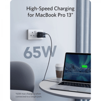 شاحن جداري انكر بقوة 65 واط بمنفذين تايب سي ومنفذ...