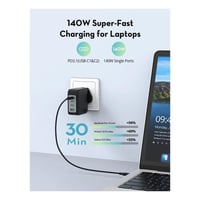 شاحن جداري راف باور متعدد المنافذ بقوة 140 واط ثلا...