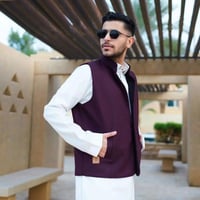 سديري رجالي جوخ دبل فيس(اسود مع عنابي) بالوان مختل...