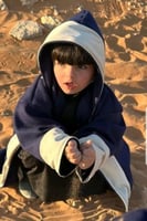 فروة اطفال رصاصي مع جلد أسود لاطلاله شتويه لطفلك-ا...
