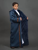 فروة اطفال رصاصي مع جلد أسود لاطلاله شتويه لطفلك-ا...