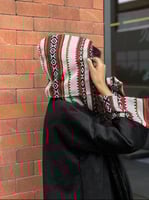 فروه نسائية مخملية سوداء بنقشة السدو البدوي-ازياء...