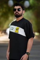 تيشيرت الاتحاد الأسود مع شريط أبيض مائل، أناقة وجو...