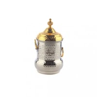 علب سكر شاي فضي غطاء ذهبي منقوش م1