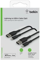 كيبل لايتننج من بيلكن .1 متر ، اسود، قطعتين