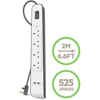 2 توصيلة بـ 4 منافذ ثلاثية مع منفذين USB