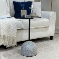 طاولة خدمة قاعدة استيل لون رمادي عمود أسود زجاج أس...