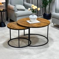 طقم طاولتين أسود سطح خشب بني