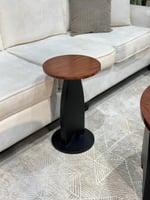 طقم طاولات ضيافة 7 قطع خشب سنديان وبني دائري وقاعد...