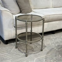 طقم طاولات ضيافة دورين حديد شمباني زجاج بني شفاف م...