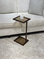 طاولة خدمة بني قاعدة سطح سفلي زجاج أسود و سطح علوي...