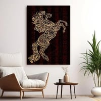 لوحة جدارية خيل خط عربي ذهبي وفخم 80x120 سم